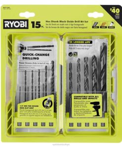 RYOBI 15 adet. siyah oksit altıgen saplı matkap uçları PLZ2784