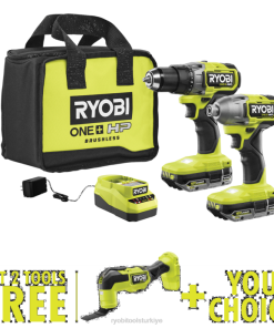 RYOBI 18v one+ hp fırçasız 2 aletli kombo kit, ücretsiz 18v one+ hp fırçasız çok amaçlı alet ve tercih edilen ücretsiz alet PLZ214